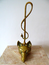 Brass Fox Head Door Stop (Victorian ?) Vintage