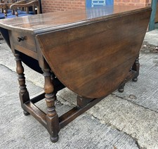 Vintage Titchmarsh & Goodwin English Country Oak Dropleaf Gateleg Dining Table