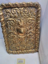 Antique brass tray - brass, green