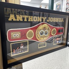 SIGNED ANTHONY JOSHUA IBF  BELT CUSTOM FRAMED WITH COA AND PHOTO PROOF