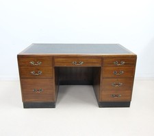 Rare Vintage Mahogany Black Leather Top Desk By Stephen & Sons Edinburgh