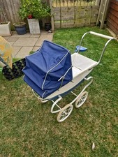 Swallow Toy Baby Pram White Blue And Chrome Vintage 1960s