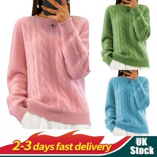 Ladies Knitted Sweater Women Jumper Tops Cable Long Sleeve Winter Warm Solid