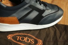 Tod's Tods Navy Blue Leather Shoes Trainers Sneakers Men's UK 8.5 US 9.5 EU 42.5
