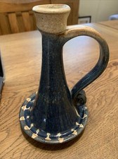 Blue Glazed Tall Chamberstick