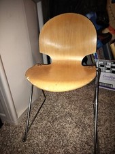 Fritz Hansen Mid Century Chair molded seat, marked, supported 29H 18W 18W
