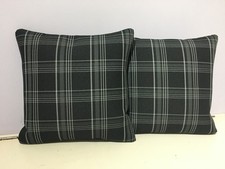 2x grey VW GTI tartan pillow covers - rock and roll bed cushions  - suede back