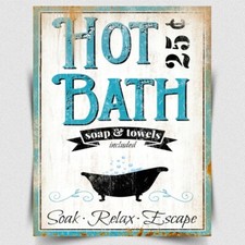 HOT BATH  SOCK RELAX Vintage Toilet Bathroom Sign METAL SIGN WALL DOOR PLAQUE