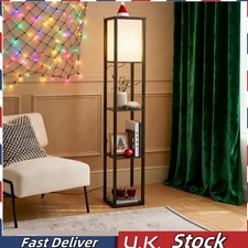 Standard Floor Lamp with Shelf Storage Wooden Standing Living Room Tall Light
