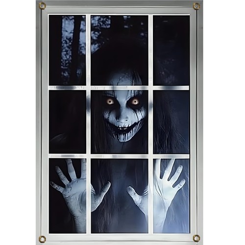 Halloween window decorations - window,