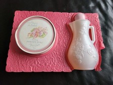 Les Flurrs Du solei 75g Dusting Powder Bowl & 300ml Creme bath jug, New
