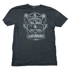 Guinness  T-Shirt Whiskey Graphic Print Short Sleeve Slim Fit Black Mens Medium