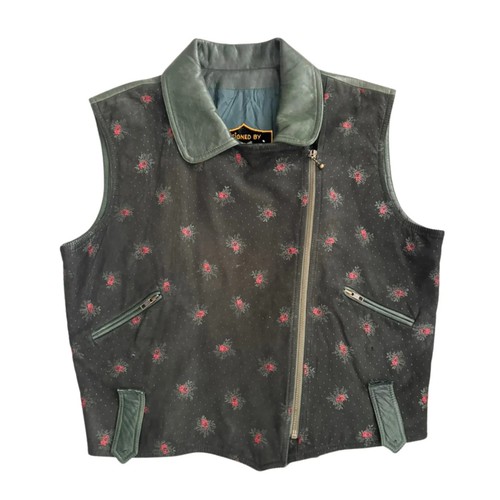 Floral contrast suede leather - suede,