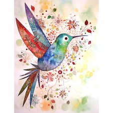 Hummingbird with flower - hummingbird,