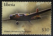 WWII RAF Vickers Armstrong WELLINGTON Bomber Aircraft Stamp (2004 Liberia)