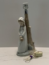 NAO LLADRO GIRL WITH BASKET OF SWEETS LAMP RETIRED 15”