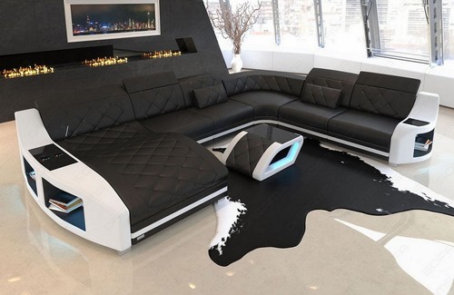 Living area leather - leather, led