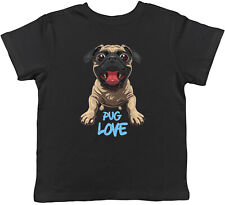 Pug Love Kids T-Shirt Dog Puppy Lover Childrens Boys Girls Gift