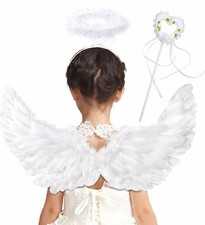 White Angel Wings & Halo Set – 63×33cm Costume Accessory for Adults & Kids