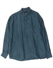 BOOGIE Mens Shirt XL Blue Silk