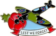 Spitfire RAF WW2 Poppy Quality Enamel Pin Badge 1940 Battle of Britain purple