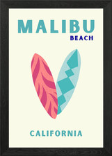 Malibu beach surfboards framed - beach,
