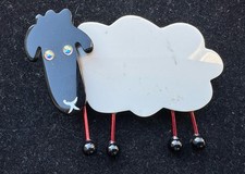 VINTAGE MARIE CHRISTINE PAVONE PARIS FRANCE BLACK WHITE SHEEP PIN BROOCH 2.75”