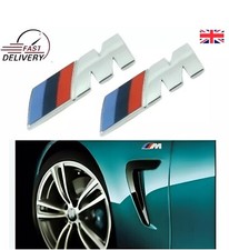 2x BMW M Sport Emblem Chrome Silver Sticker Side Wing Fender Badge 45x15mm