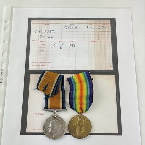 Ww1 medal pair 42815 - pair, private