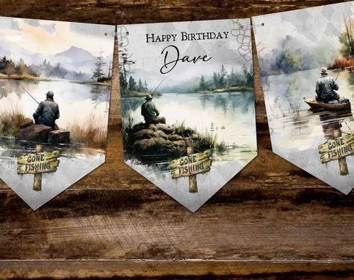 Personalised gone fishing - 'gone, fishing'