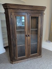 Glazed Pine Corner Display Wall Cabinet
