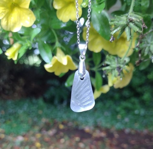 Sea glass necklace seafoam - ,