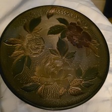 Japanese vintage tray floral pattern peony wood grain color material plastic