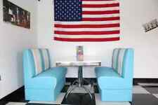 American Diner Furniture 50s Style Retro White Table And Two Blue Booths Seconds