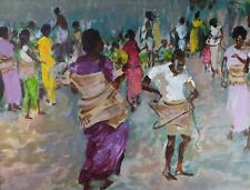 Original Gouache, 'Market Day', Ivy T. Attwell, Circa 1950's