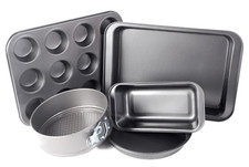 Cake Tins Set of 5 Mix Non Stick Baking Trays Springform Loose Base Square Round