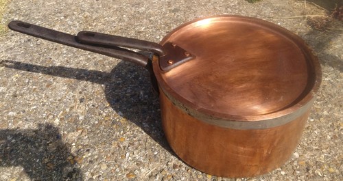 Large antique lidded copper - antique,