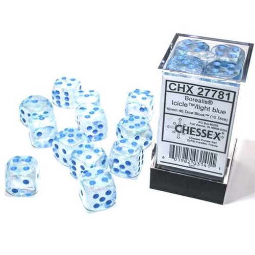 Borealis 16mm luminary dice - d6,