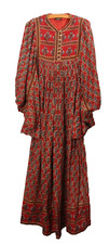 Amazing Kani Vintage Indian Cotton Gauze Dress Vintage 1970s Bat Wing  M
