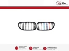 BMW 3 Series E90 E91 LCI 2008-2012 M Colour Gloss Black Twin Bar Kidney Grills