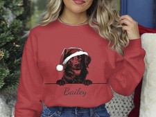 Flatcoated Retriever Christmas Sweatshirt Personalised Dog Name Unisex Gift