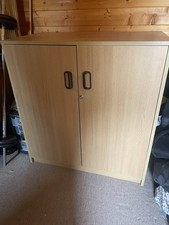 Office cupboard with 1 shelf, wooden, lockable