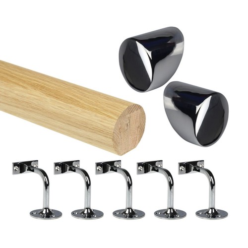 Oak round mopstick handrail - oak,