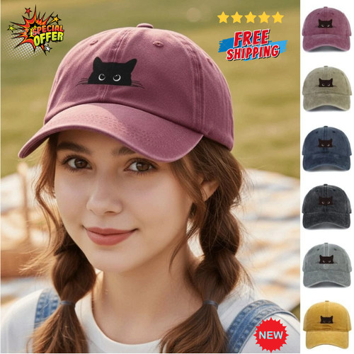 Cute cat print baseball cap - cat,