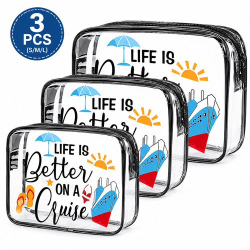 3pc transparent travel - bag, set