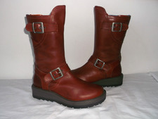 BNWOB Womens Moshulu Orke Red/Rust Leather Mid Calf  Boots size 5 NEW