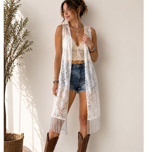 Fairy boho white floral lace - floral,