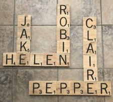 LARGE GIANT BIG OVERSIZED SHABBY CHIC SCRABBLE LETTERS TILES RUSTIC SOLID WOOD 2