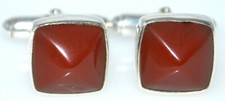 Natural Red Jade Cufflinks
