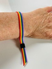 RAINBOW  LGBT PRIDE GAY LESBIAN  WRISTBAND  10 MM WIDTH